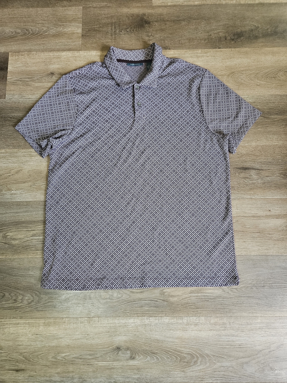 Perry Ellis Short Sleeve Polo in Maroon and White Micro-Print